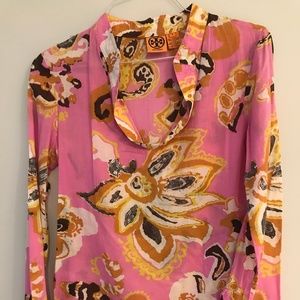 Tory Burch Pink Multicolor Floral Print Tunic